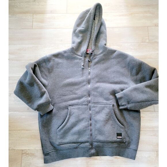 Craftsman XL Hoodie Men Large Gray Full Zip Up Jacket Heavy Fleece Lined Pckts - Picture 1 of 10